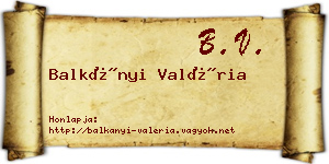 Balkányi Valéria névjegykártya